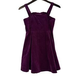 Janie and Jack Girls Size 8 Purple Beet Velvet Soft Corduroy Ruffle Jumper Dress